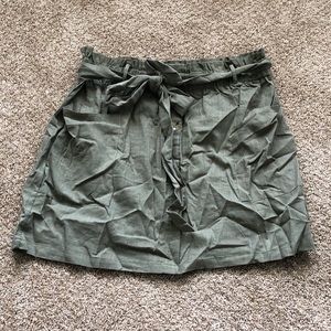 Belted paperbag waist mini skirt